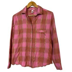 Victoria's Secret Pajama Top Button Down Shirt cotton blend Women’s Size S
